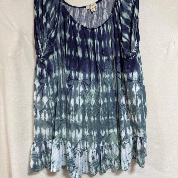 Style & Co Women's 4X Blouse Top Lantern Sleeves Peplum Tie Dye Flared- Plaid - Picture 2 of 12